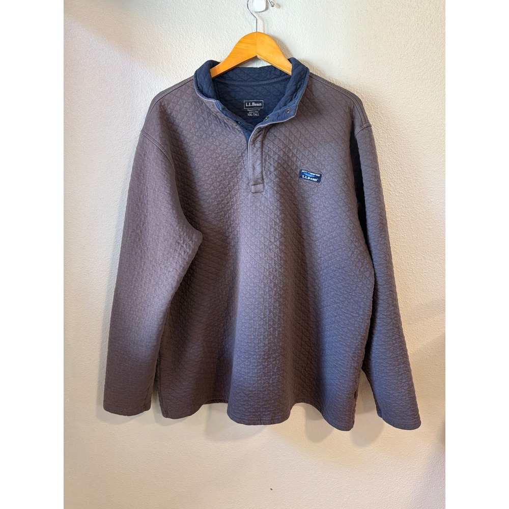 L.L.‎ Bean Quilted Snap Pullover Sweatshirt Mens XXL Tall Brown Traditional Fit